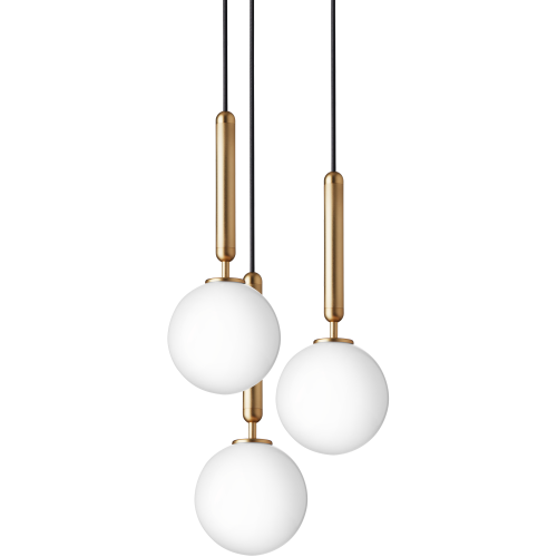 Nuura – Miira 3 pendant, brass and white opal glass