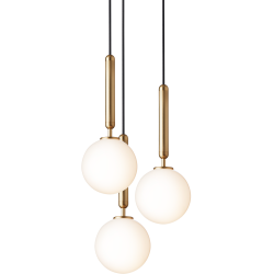 Nuura – Miira 3 pendant, brass and white opal glass