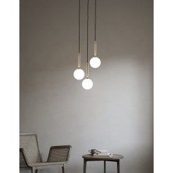 Nuura – Miira 3 pendant, brass and white opal glass