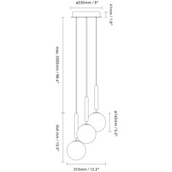 Nuura – Suspension Miira 3, laiton et verre opal blanc