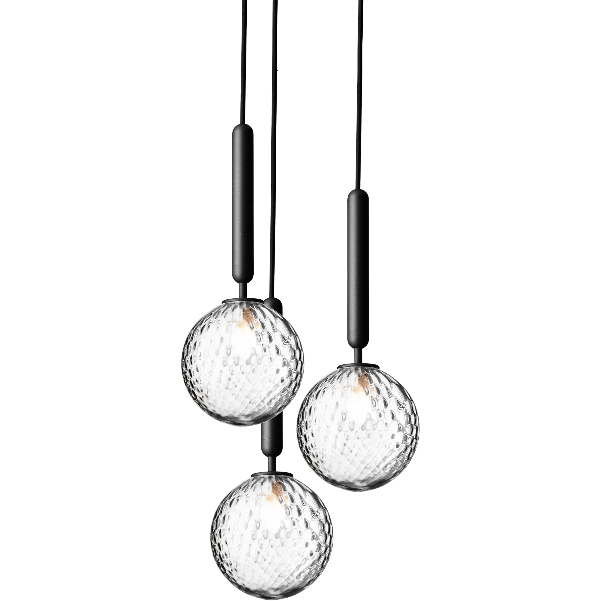 Nuura – Miira 3 pendant, rock grey and clear glass