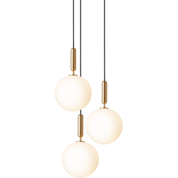 Nuura – Suspension Miira 3 Large, laiton et verre opal blanc