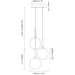 Nuura – Suspension Miira 3 Large, laiton et verre transparent