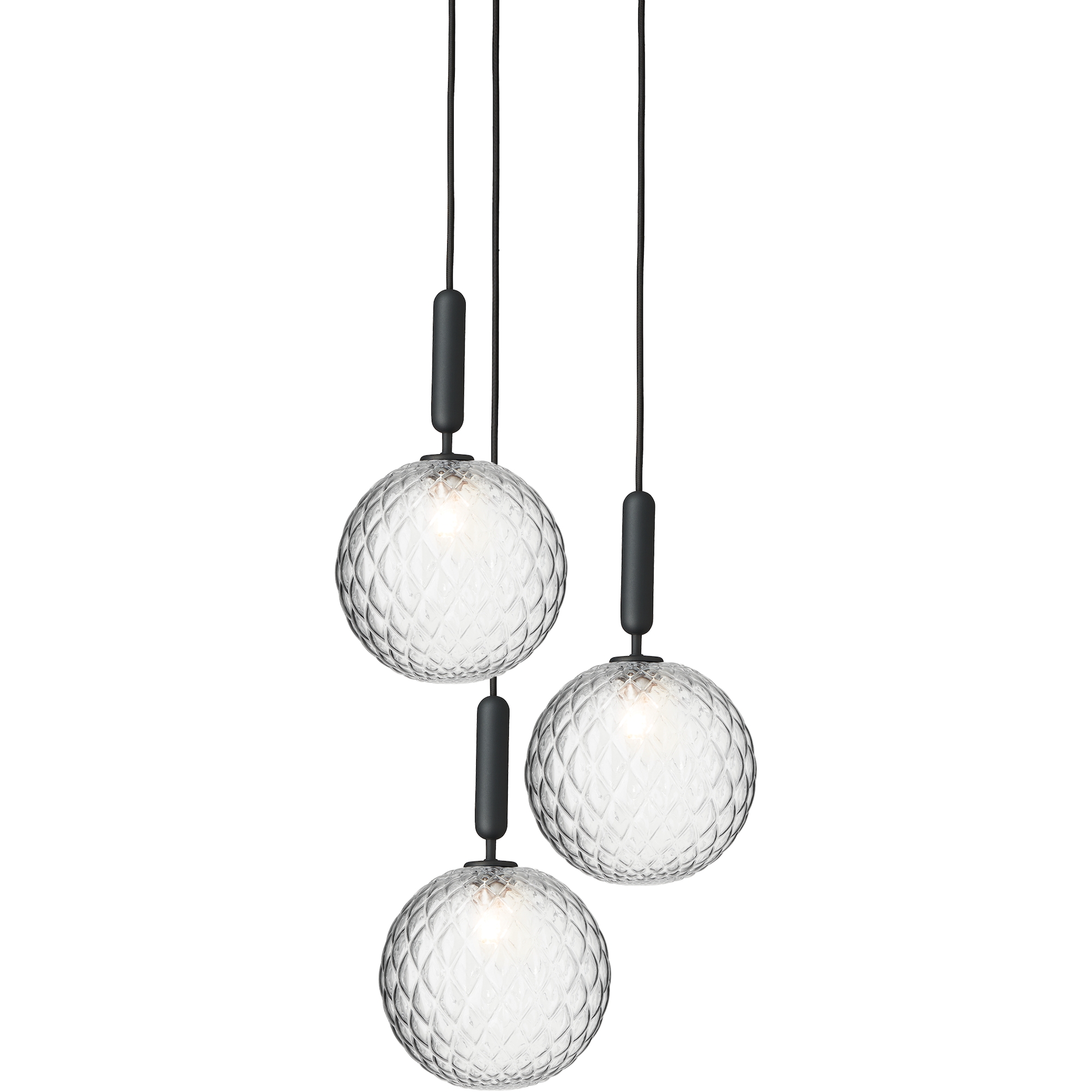 Nuura – Miira 3 Large pendant, rock grey and clear glass