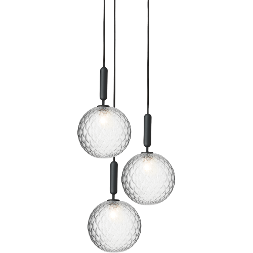 Nuura – Miira 3 Large pendant, rock grey and clear glass