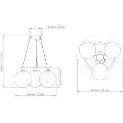 Nuura – Miira 3 Circular pendant, brass and clear glass