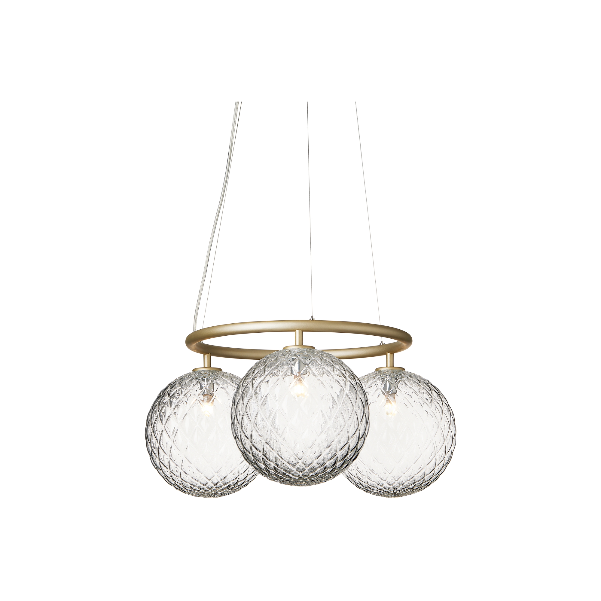 Nuura – Miira 3 Circular pendant, brass and clear glass