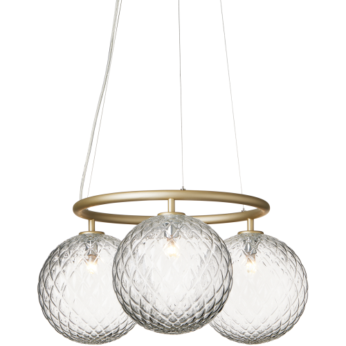 Nuura – Miira 3 Circular pendant, brass and clear glass