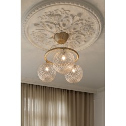 Nuura – Miira 3 Circular pendant, brass and clear glass