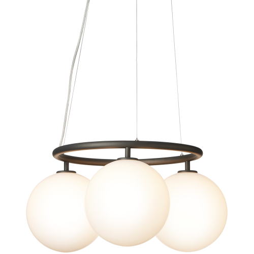 Nuura – Miira 3 Circular pendant, rock grey and white opal glass