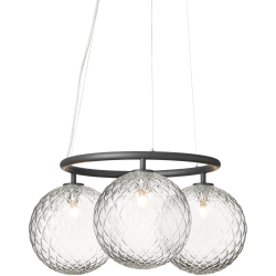 Nuura – Miira 3 Circular pendant, rock grey and clear glass