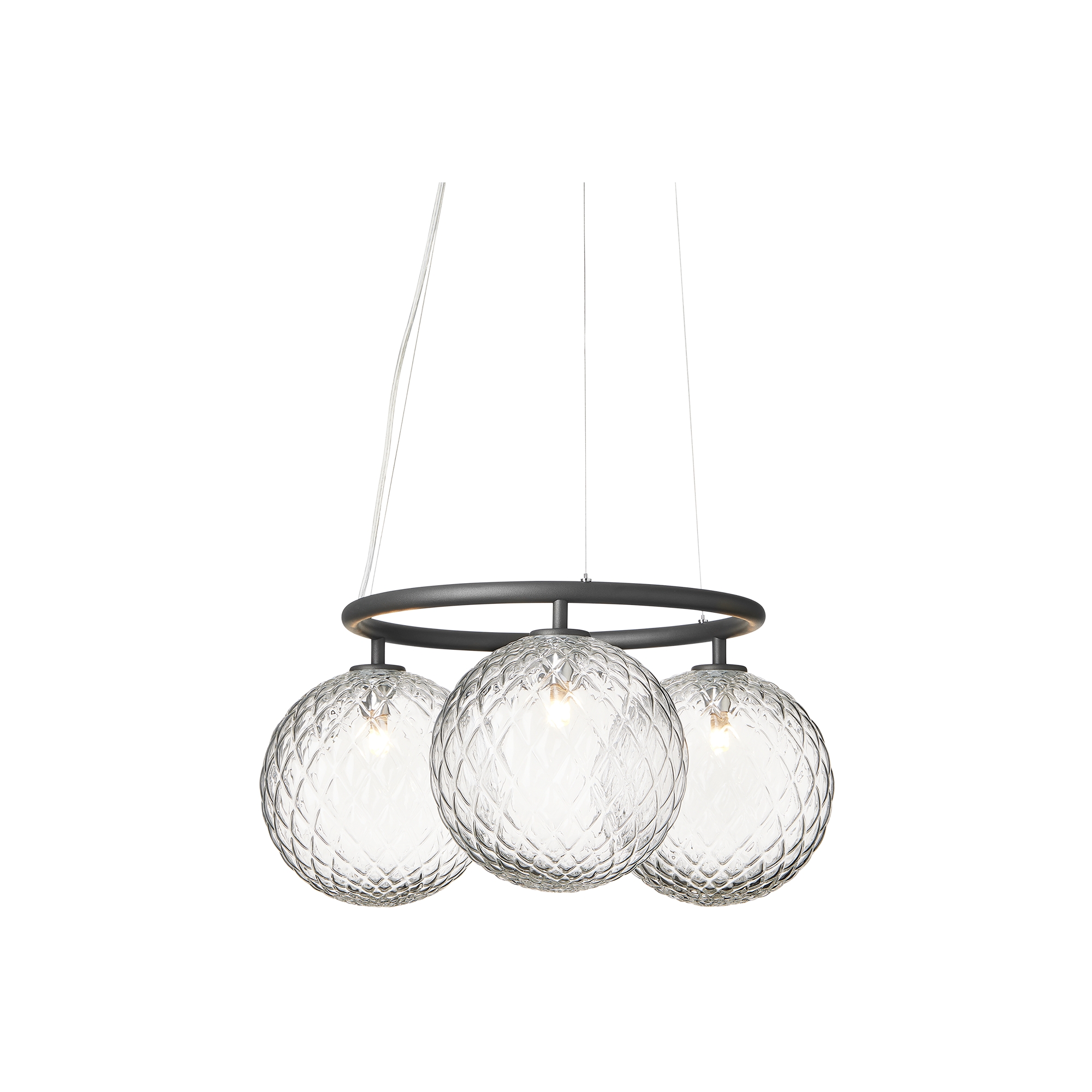 Nuura – Miira 3 Circular pendant, rock grey and clear glass