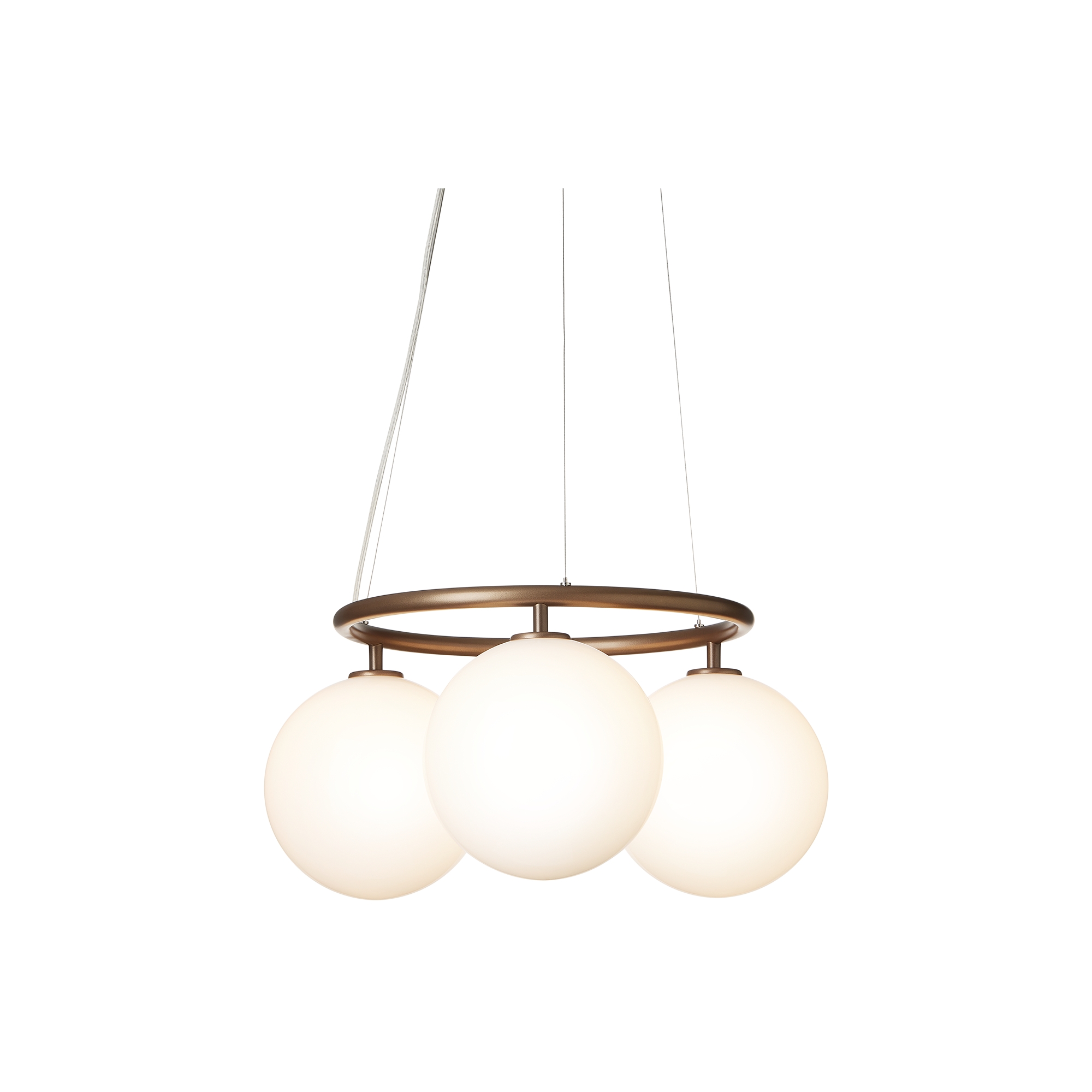 Nuura – Suspension Miira 3 Circular, dark bronze et verre opal blanc