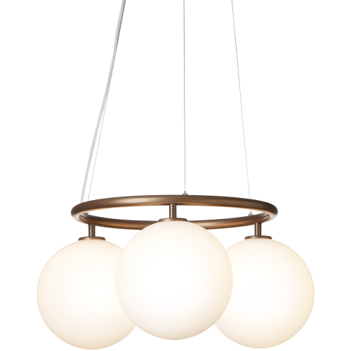 Nuura – Suspension Miira 3 Circular, dark bronze et verre opal blanc