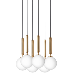 Nuura – Suspension Miira 6, laiton et verre opal blanc