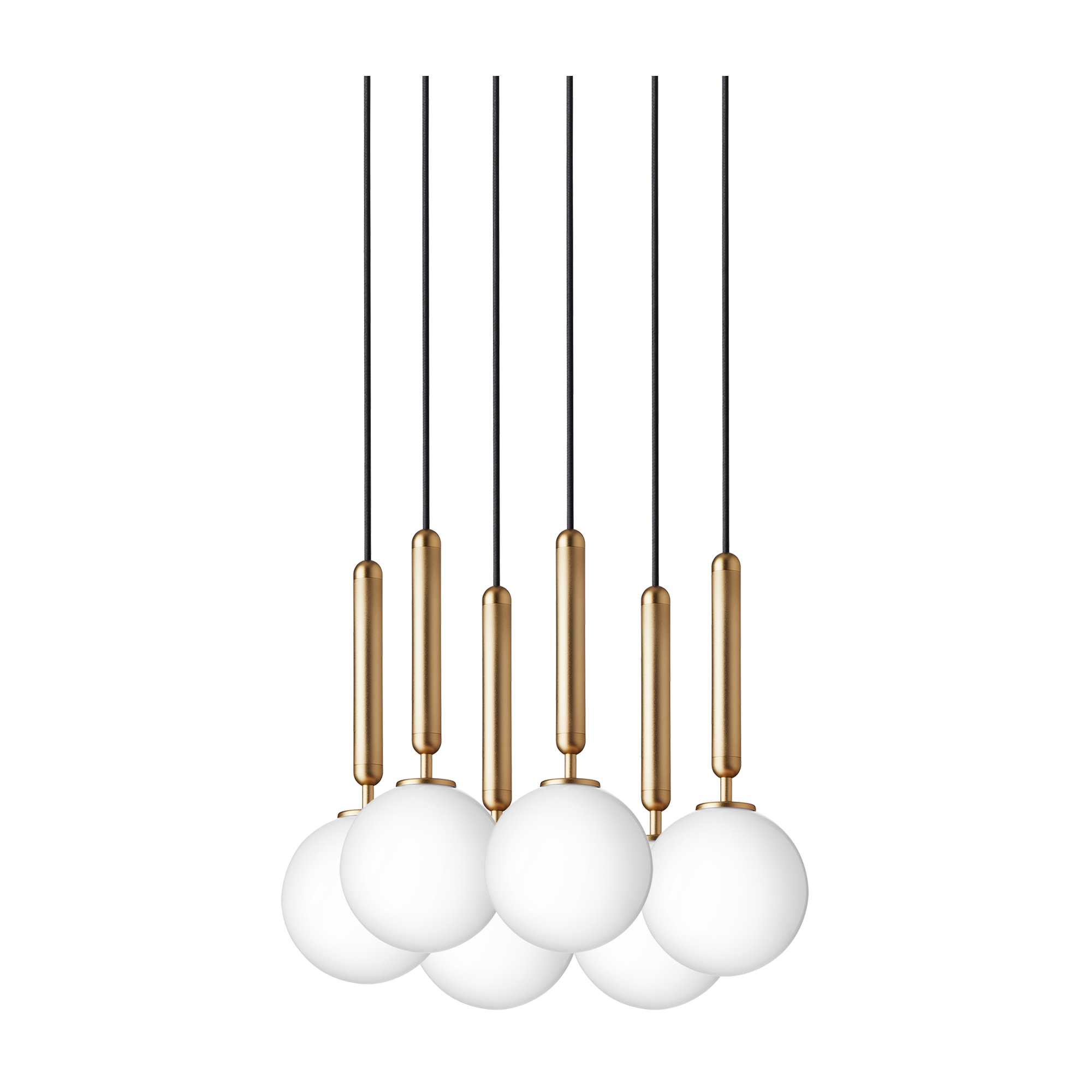 Nuura – Miira 6 pendant, brass and white opal glass