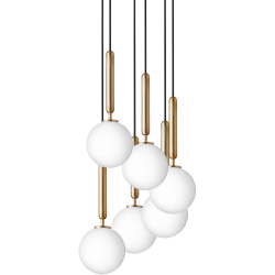 Nuura – Miira 6 pendant, brass and white opal glass