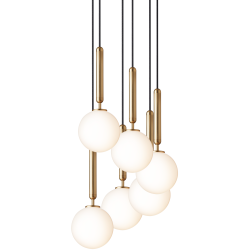 Nuura – Miira 6 pendant, brass and white opal glass