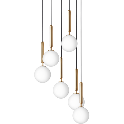 Nuura – Miira 6 pendant, brass and white opal glass