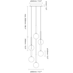 Nuura – Suspension Miira 6, laiton et verre transparent