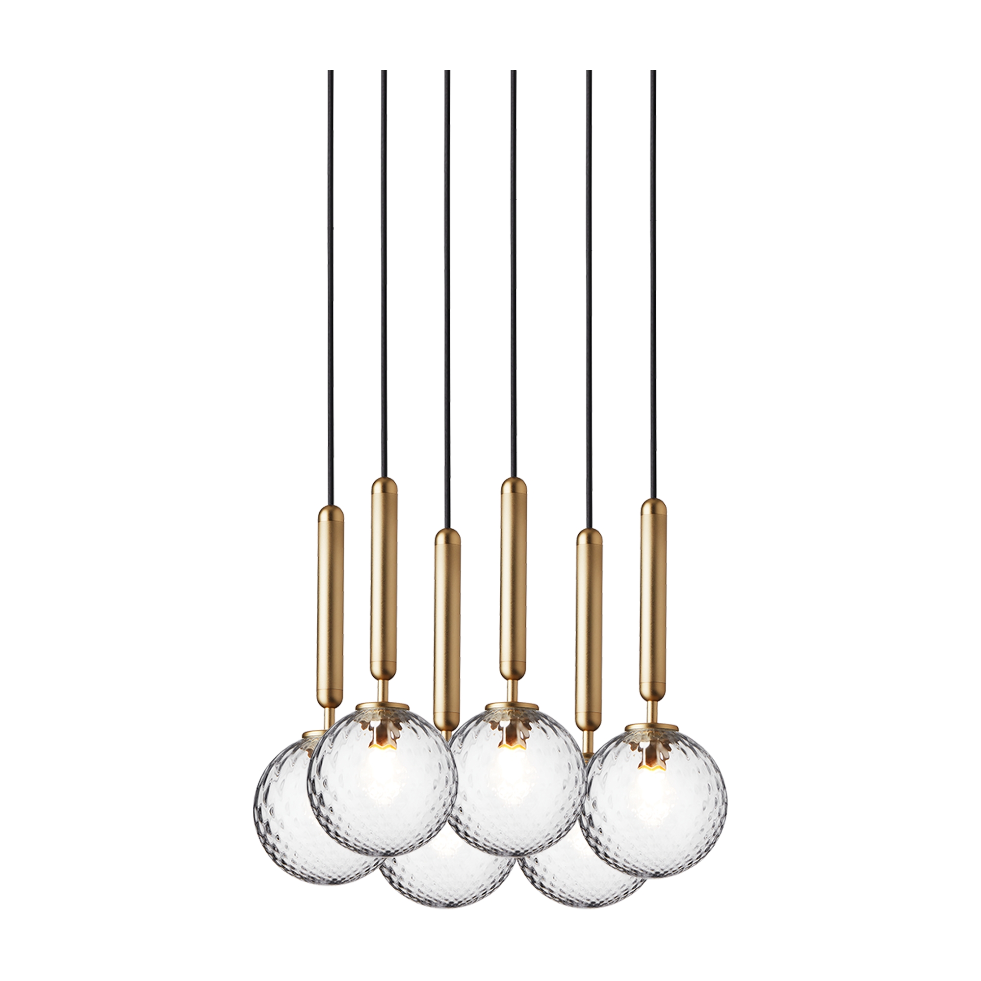 Nuura – Miira 6 pendant, brass and clear glass