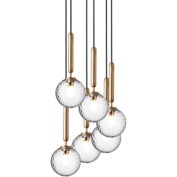 Nuura – Miira 6 pendant, brass and clear glass