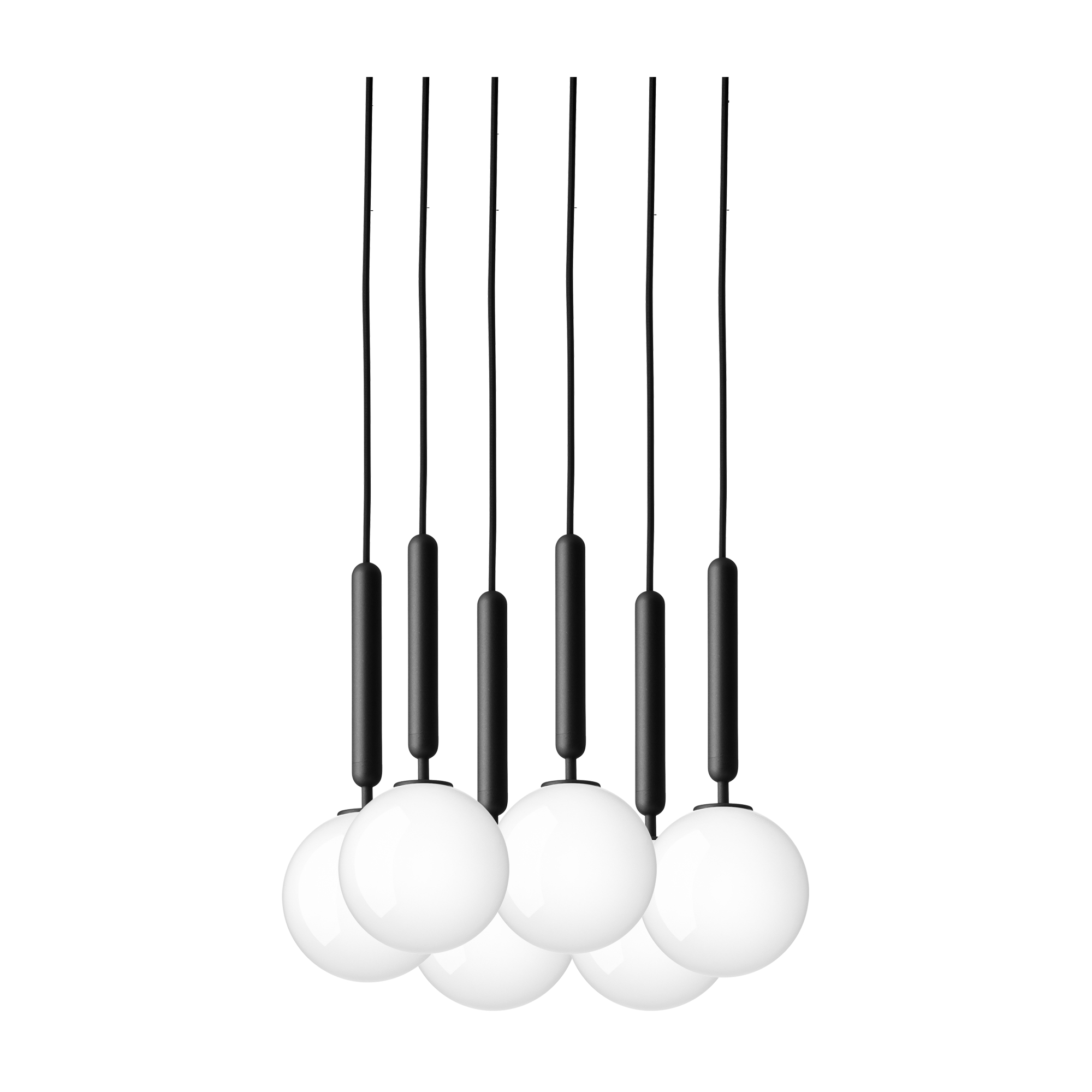 Nuura – Miira 6 pendant, rock grey and white opal glass