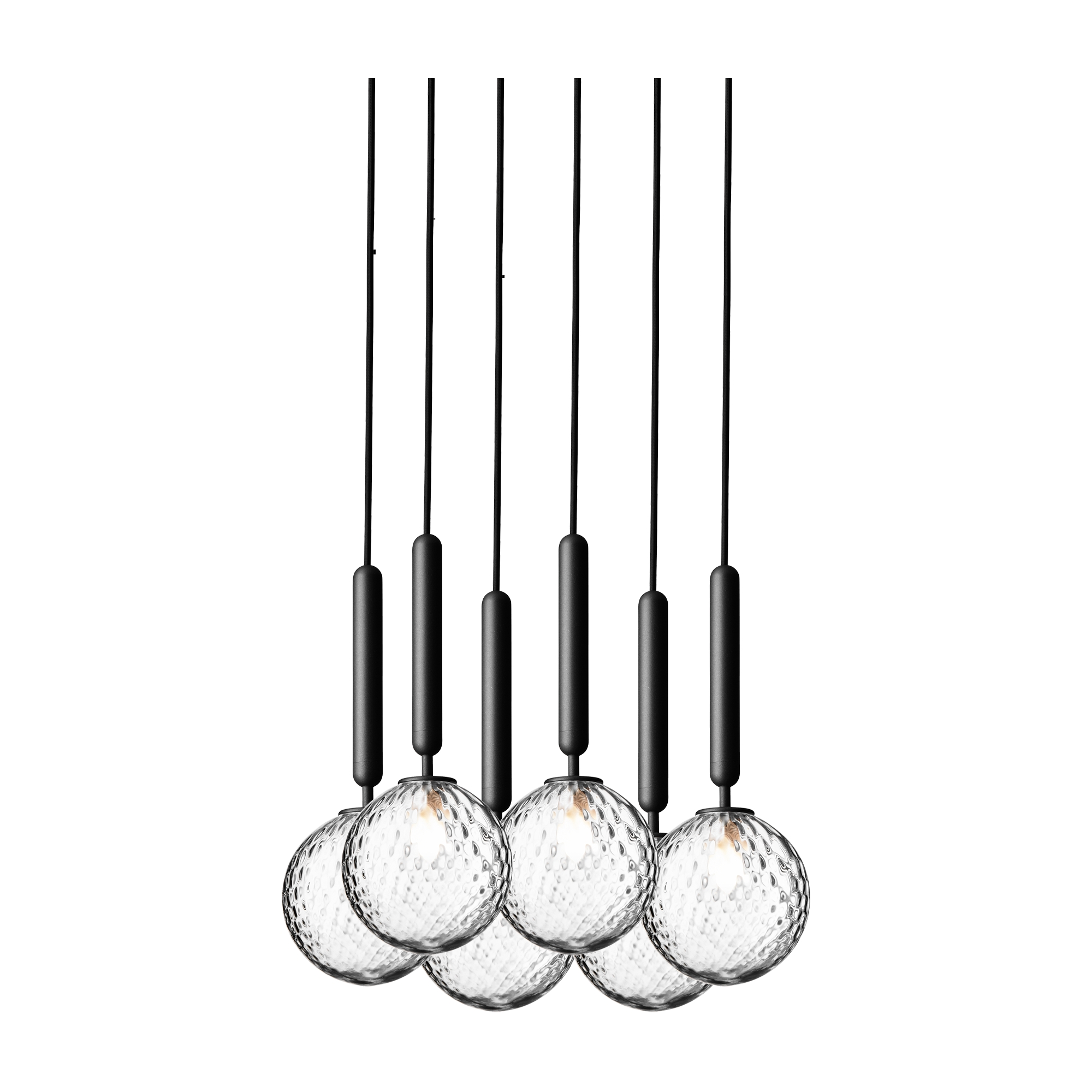 Nuura – Miira 6 pendant, rock grey and clear glass