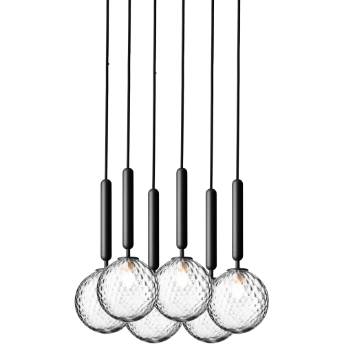 Nuura – Miira 6 pendant, rock grey and clear glass