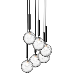 Nuura – Miira 6 pendant, rock grey and clear glass