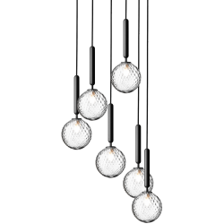 Nuura – Miira 6 pendant, rock grey and clear glass