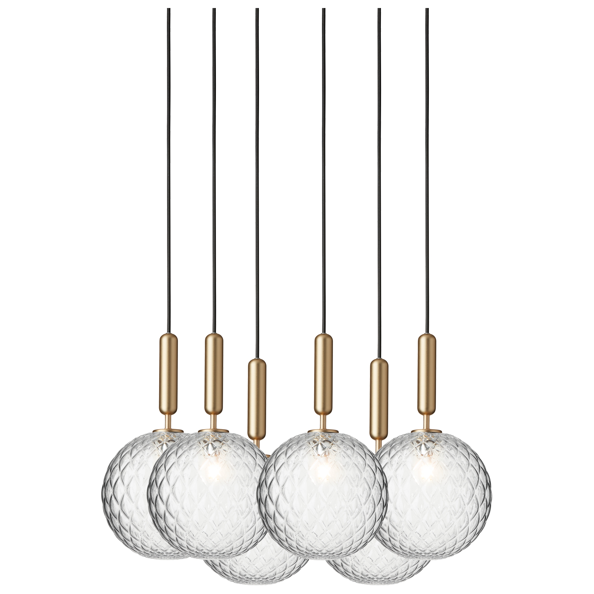 Nuura – Miira 6 Large pendant, brass and clear glass