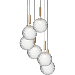 Nuura – Miira 6 Large pendant, brass and clear glass