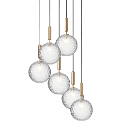 Nuura – Miira 6 Large pendant, brass and clear glass