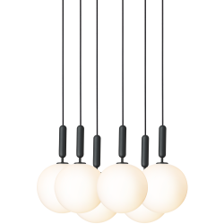 Nuura – Suspension Miira 6 Large, rock grey et verre opal blanc