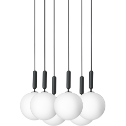 Nuura – Suspension Miira 6 Large, rock grey et verre opal blanc