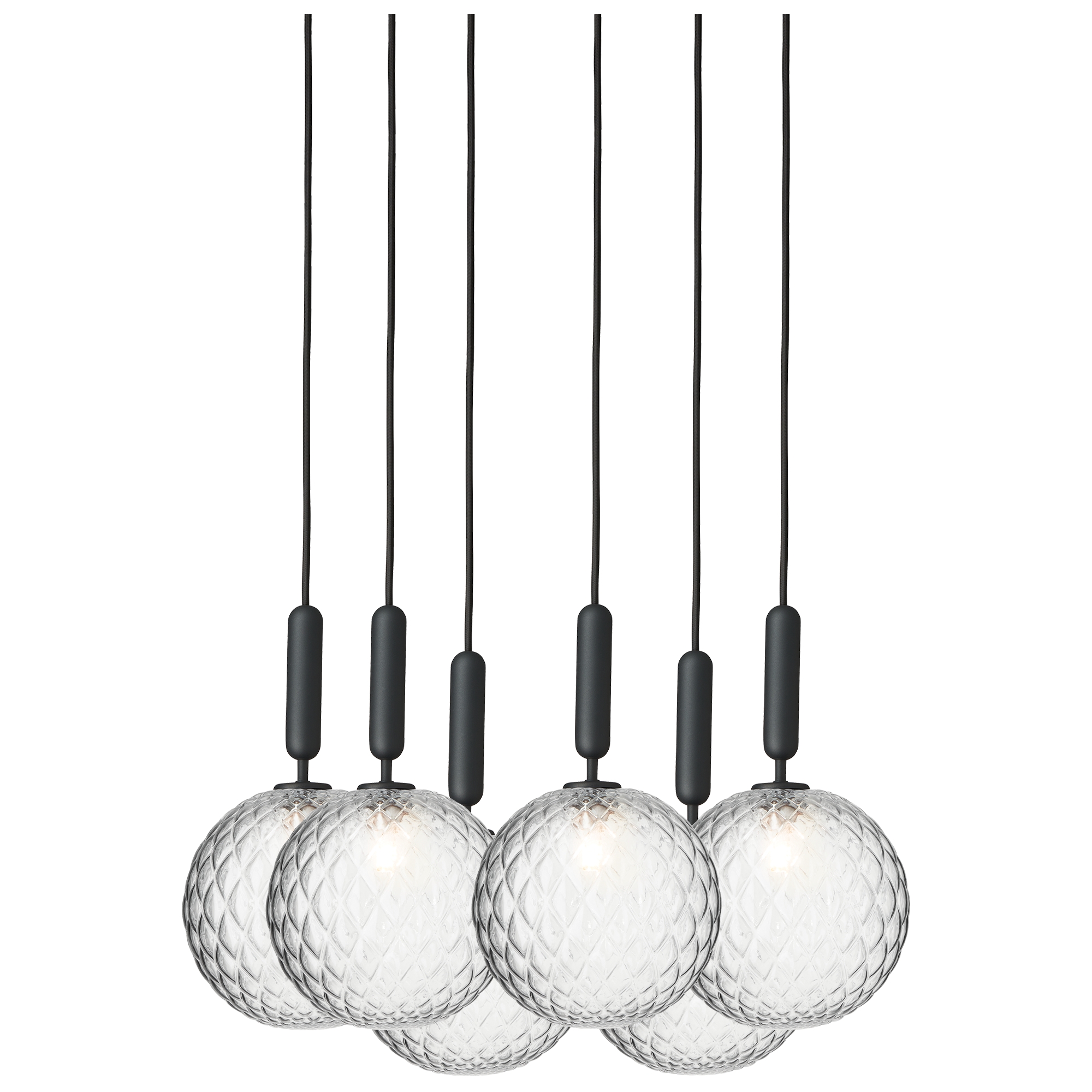 Nuura – Miira 6 Large pendant, rock grey and clear glass