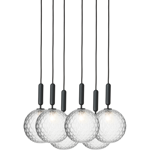 Nuura – Suspension Miira 6 Large, rock grey et verre transparent