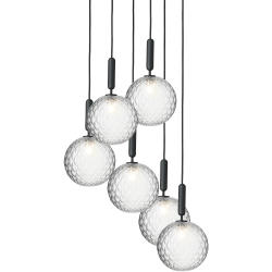 Nuura – Suspension Miira 6 Large, rock grey et verre transparent