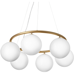 Nuura – Miira 6 Circular pendant, brass and white opal glass