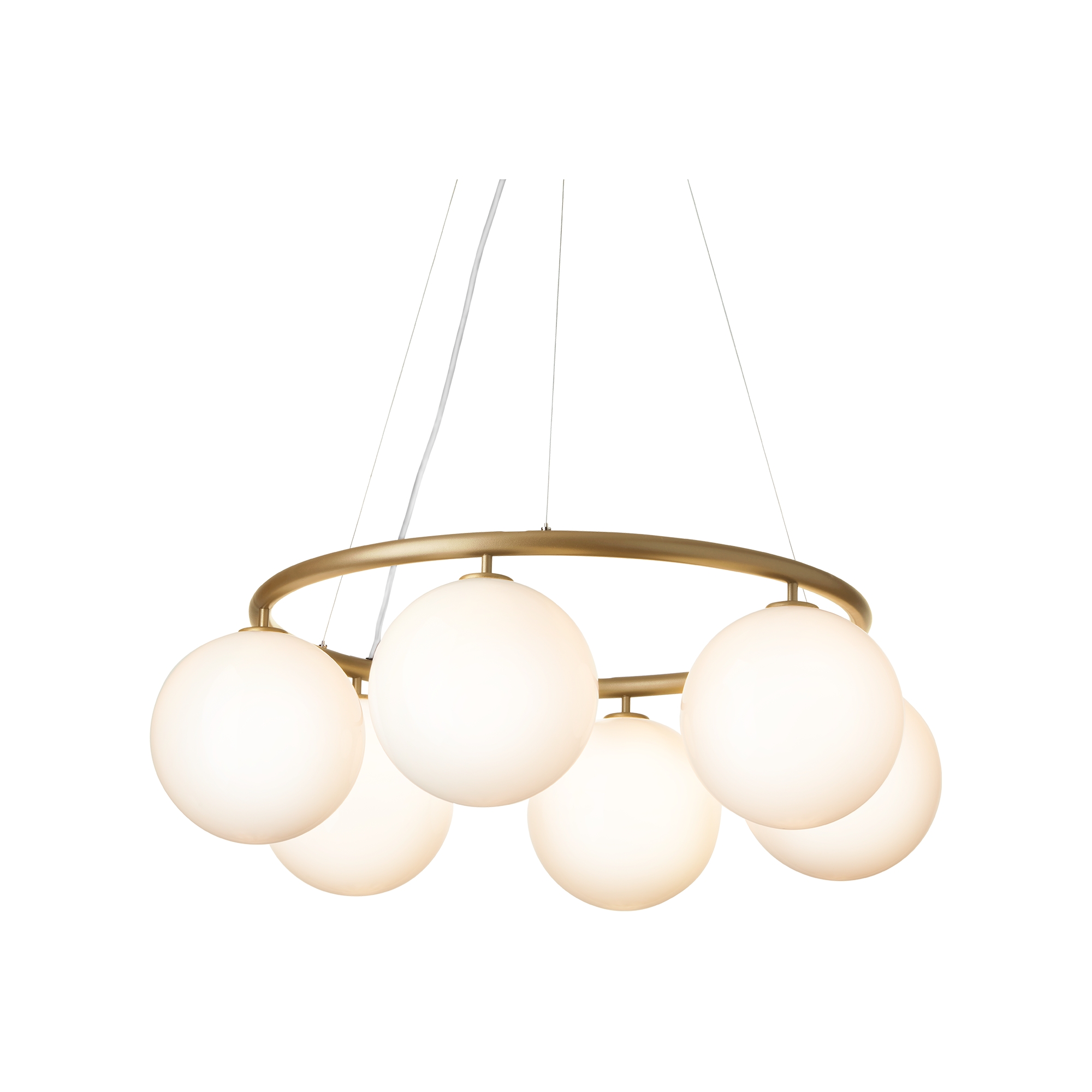 Nuura – Miira 6 Circular pendant, brass and white opal glass