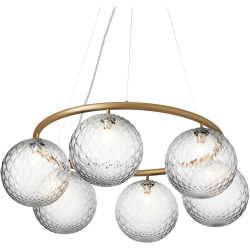 Nuura – Miira 6 Circular pendant, brass and clear glass