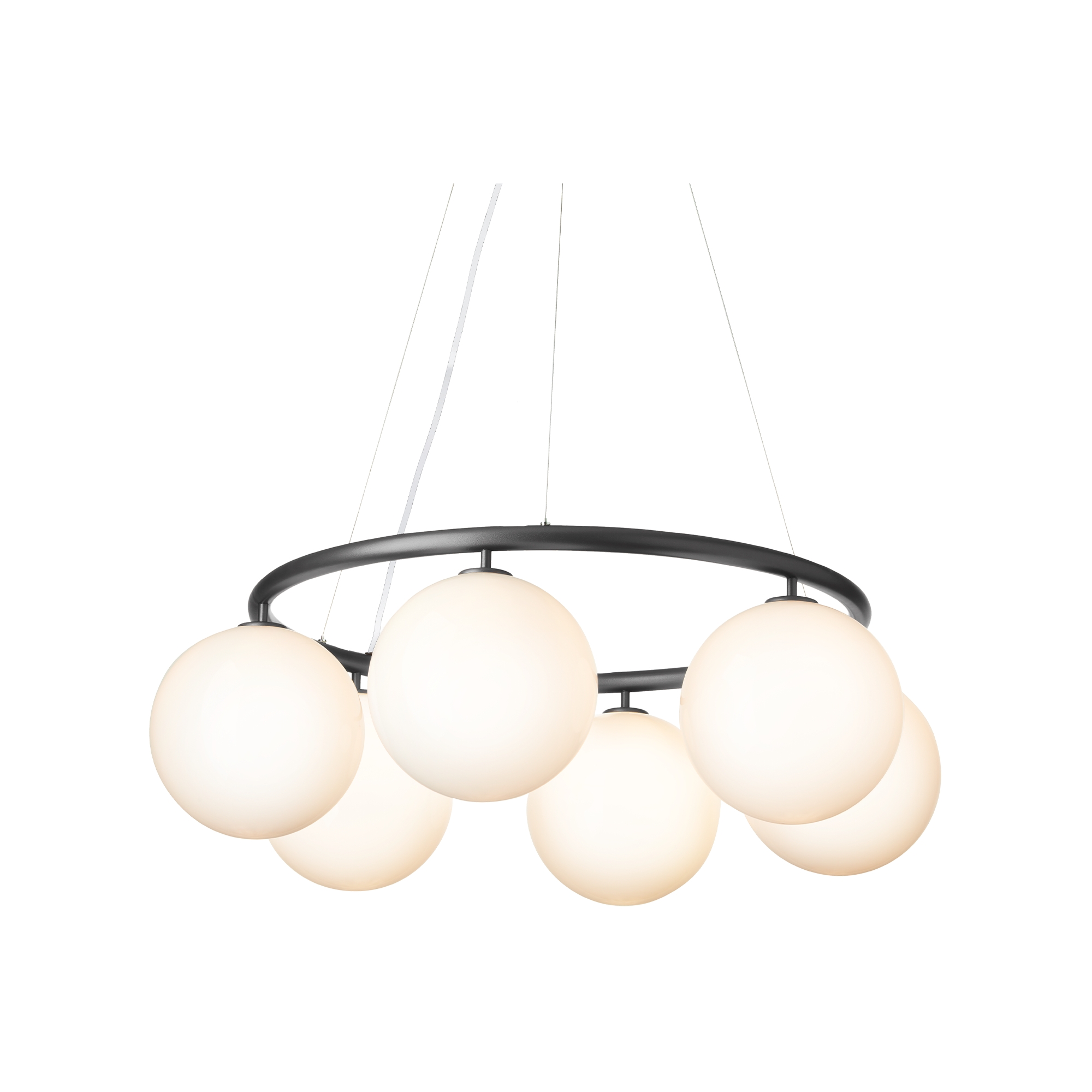 Nuura – Miira 6 Circular pendant, rock grey and white opal glass