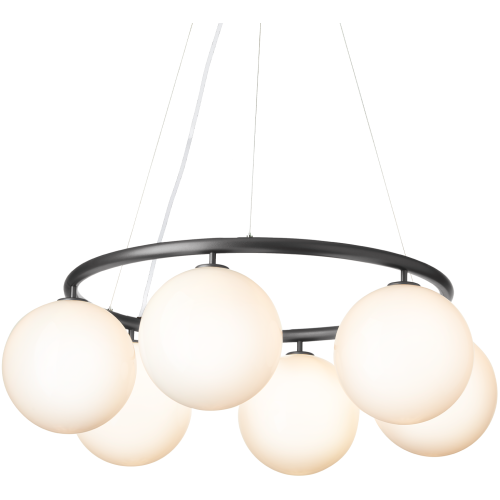 Nuura – Miira 6 Circular pendant, rock grey and white opal glass