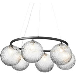 Nuura – Suspension Miira 6 Circular, rock grey et verre transparent