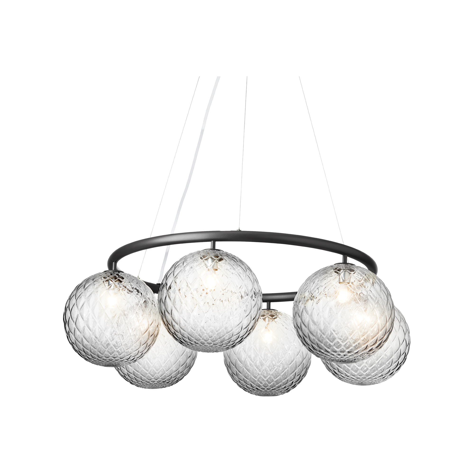 Nuura – Miira 6 Circular pendant, rock grey and clear glass