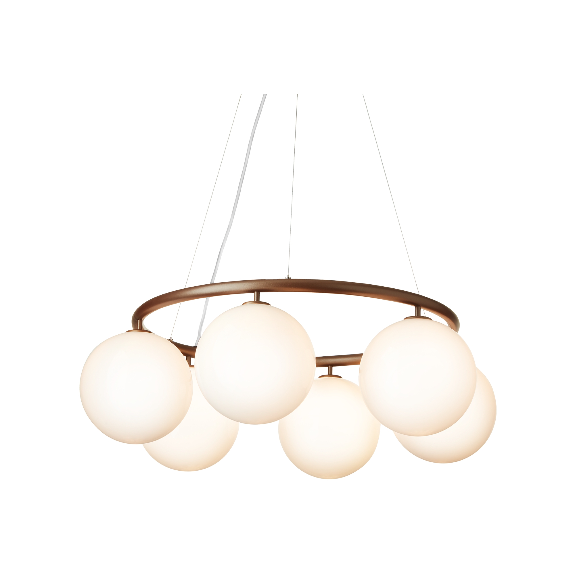 Nuura – Miira 6 Circular pendant, dark bronze and white opal glass