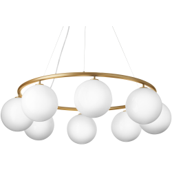 Nuura – Suspension Miira 8 Circular, laiton et verre opal blanc