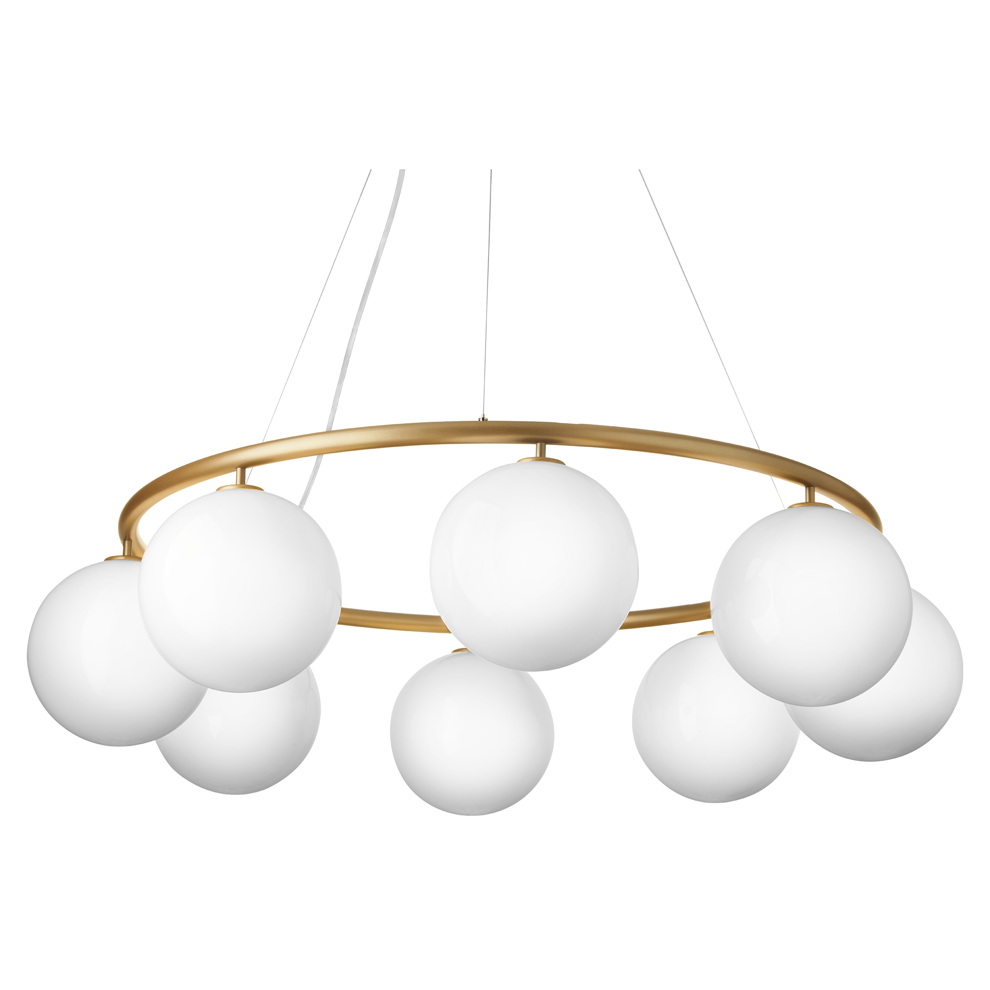 Nuura – Miira 8 Circular pendant, brass and white opal glass