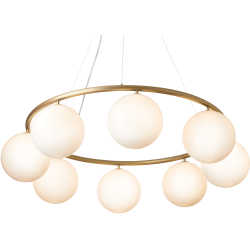 Nuura – Miira 8 Circular pendant, brass and white opal glass